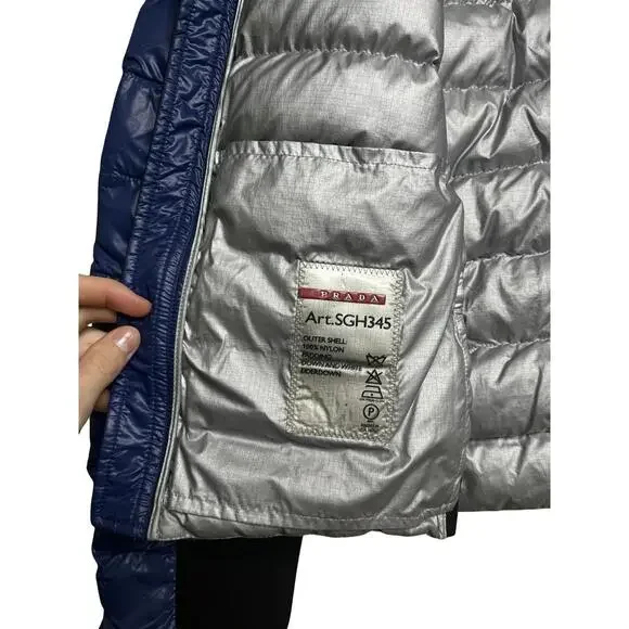 Prada Linea Rossa Down Nylon Puffer Jacket Blue Prada Sport - Picture 7 of 9